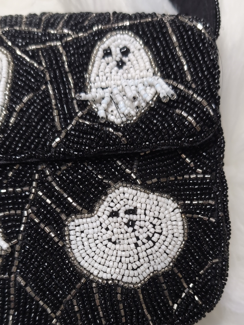 SOL and MER Halloween Ghost Motif Beaded Shoulder Bag w/ Spiderweb Design πΈοΈπ» - Picture 7 of 16